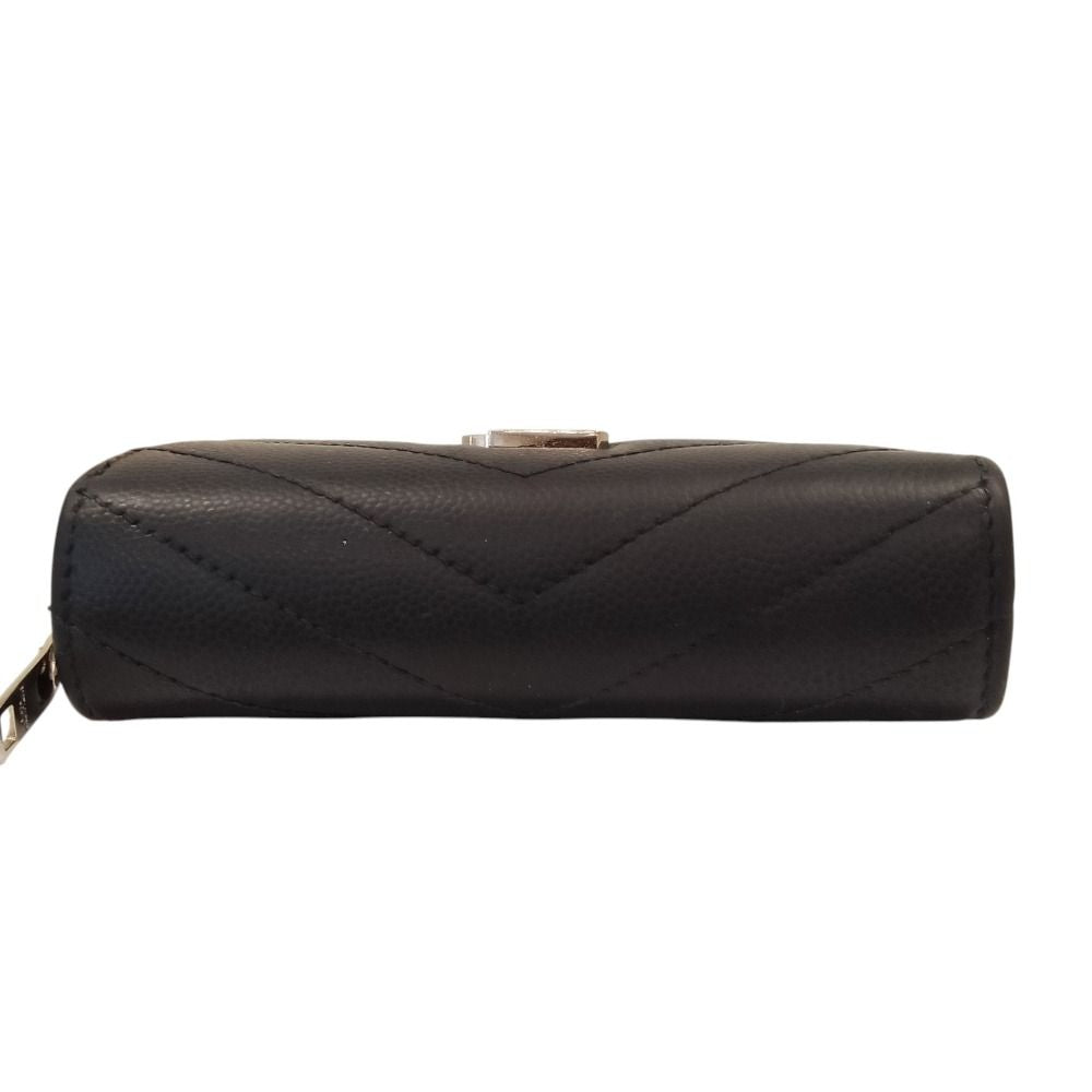 Saint Laurent Cassandra V-stitch Bifold Wallet Black Pre Owned — view 4
