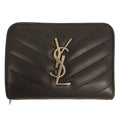Saint Laurent Cassandra V-stitch Bifold Wallet Black Pre Owned