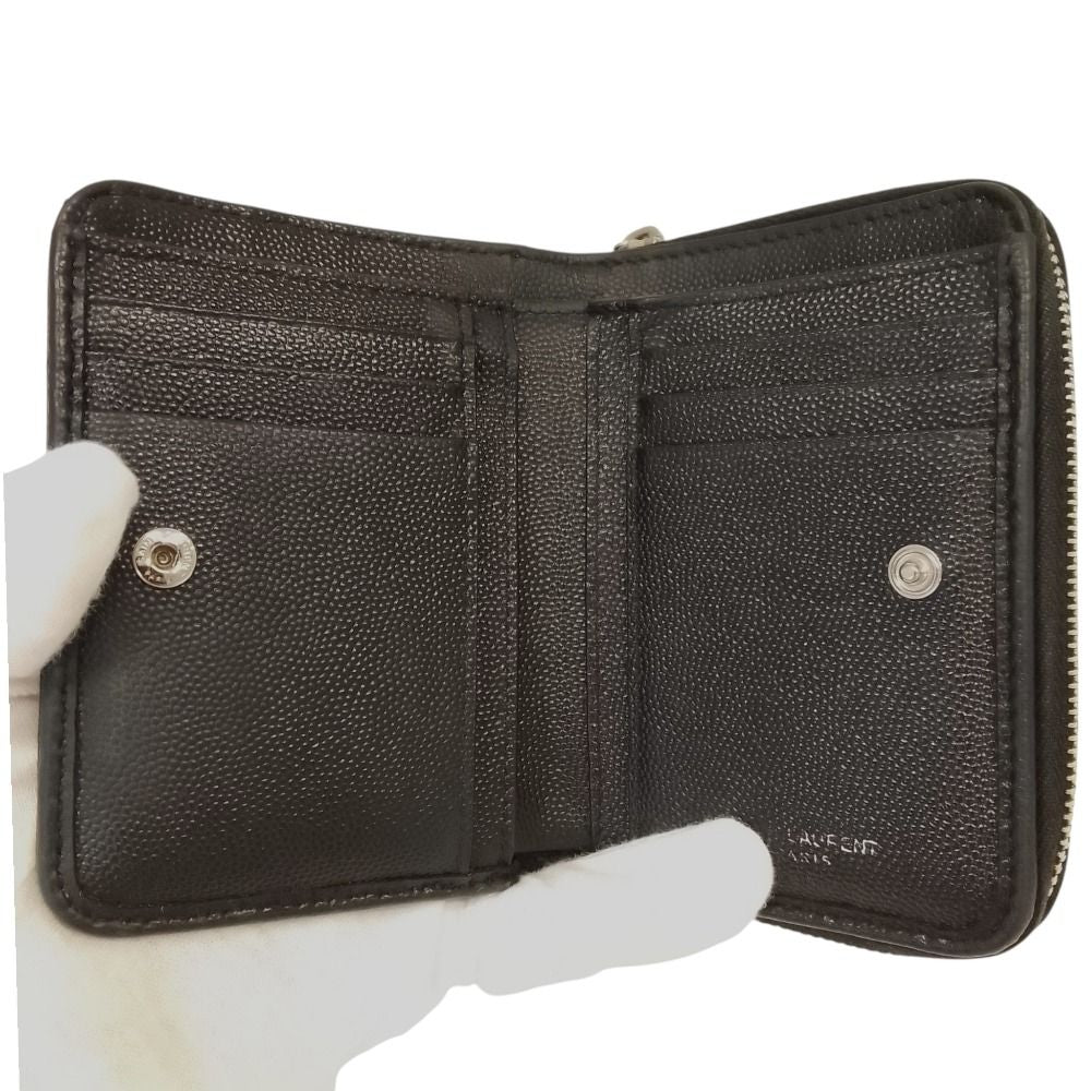 Saint Laurent Cassandra V-stitch Bifold Wallet Black Pre Owned — view 5
