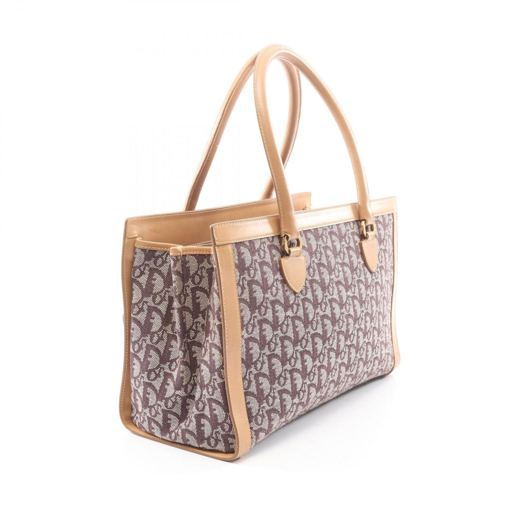 Dior Tote Trotter Beige Brown Canvas Leather — view 2