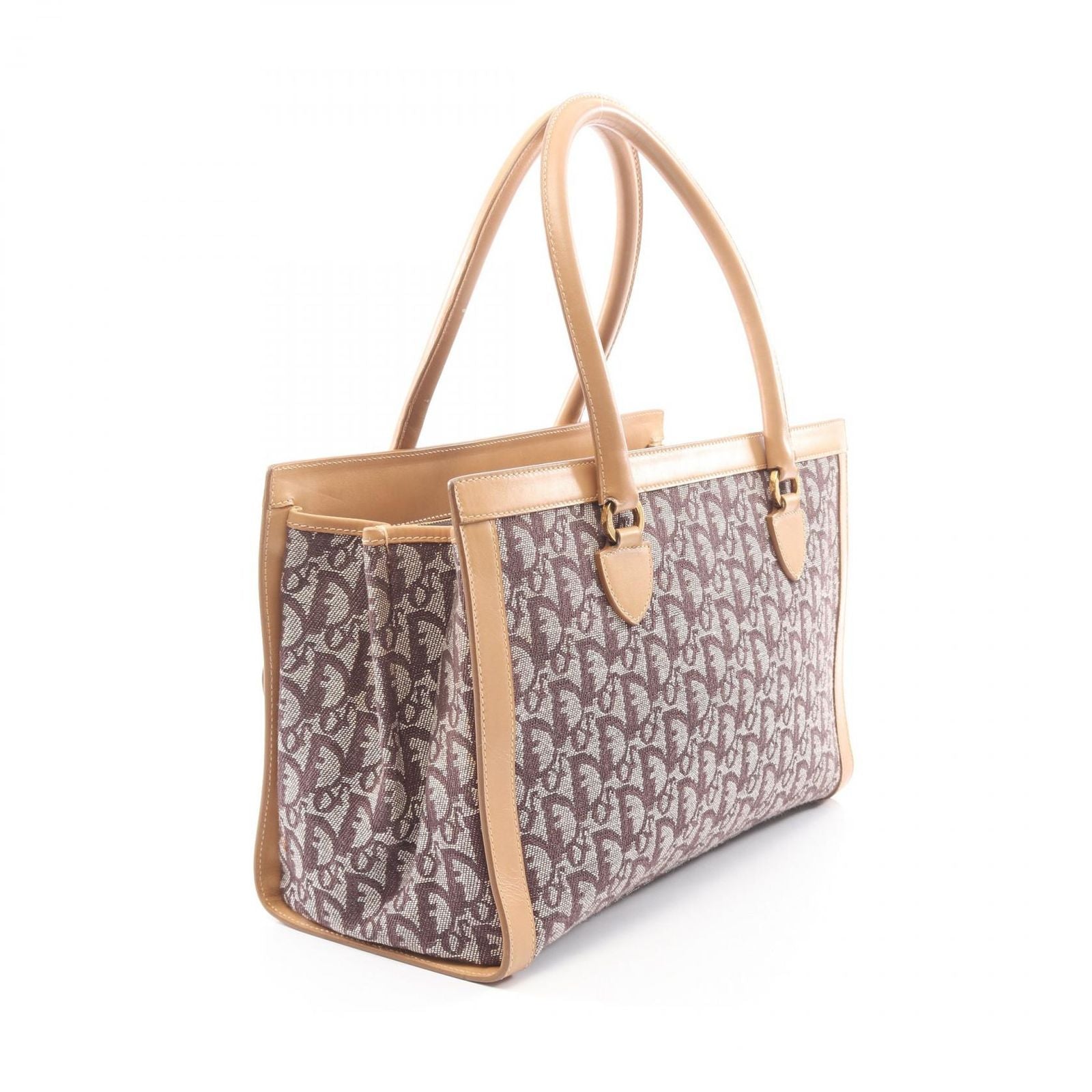 Dior Tote Trotter Beige Brown Canvas Leather — view 2