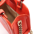 Chanel Shoulder Bag Quilted 2-Way Red Leather Logo Plate Chain — view 9