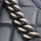 Chanel Shoulder Bag Boy Antique Silver Navy Lambskin Boy Chain — view 9