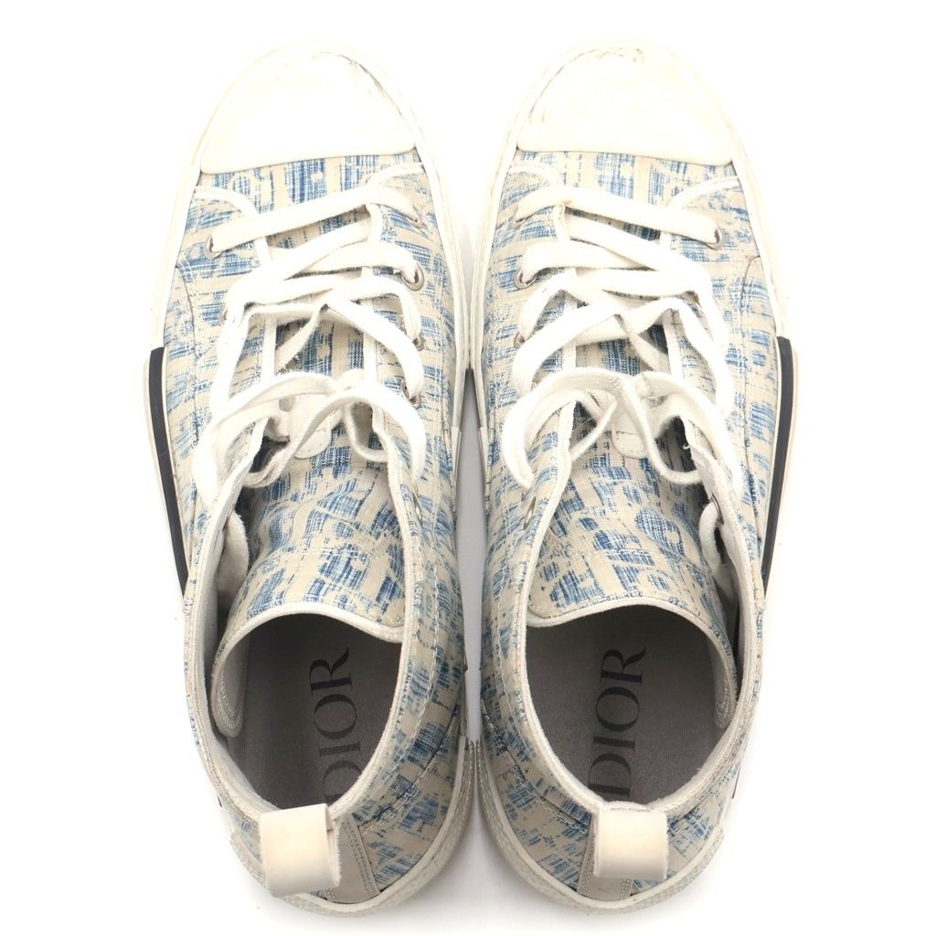 Dior Oblique Pattern High Cut Sneakers White Blue — view 4