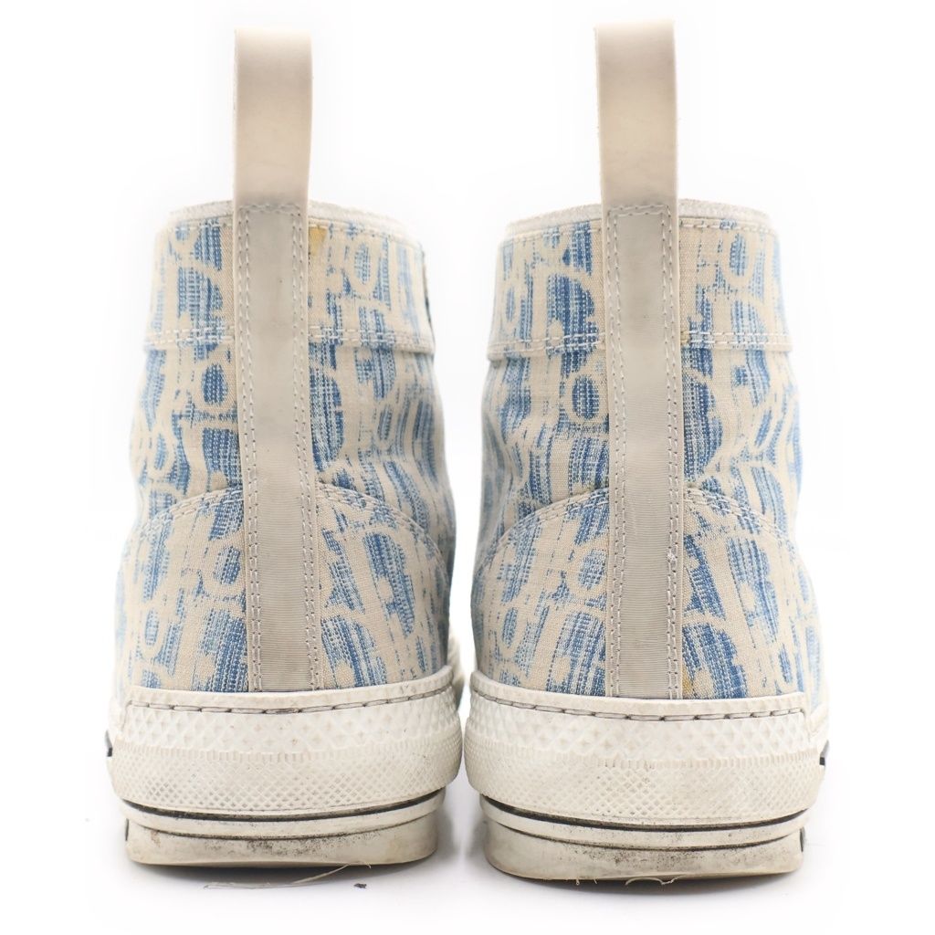 Dior Oblique Pattern High Cut Sneakers White Blue — view 3