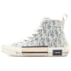 Dior Oblique Pattern High Cut Sneakers White Blue