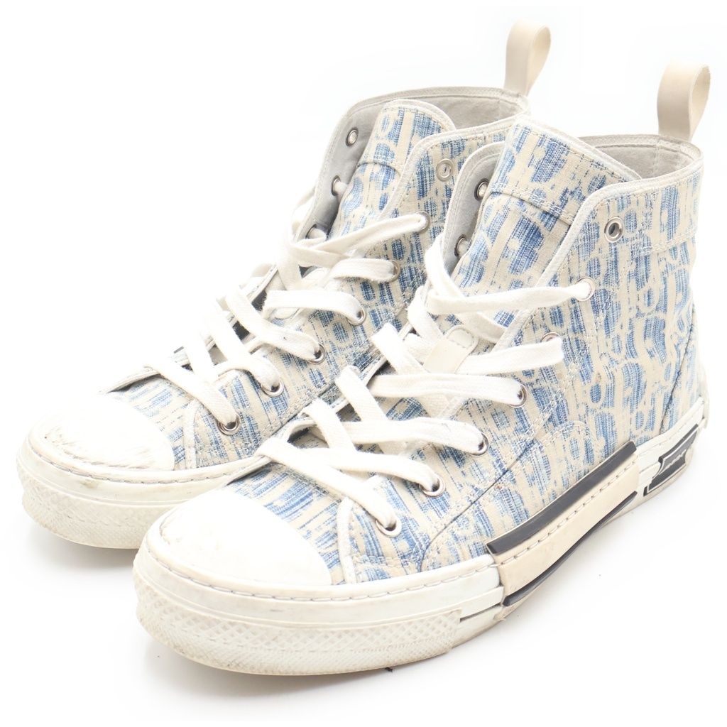 Dior Oblique Pattern High Cut Sneakers White Blue — view 2