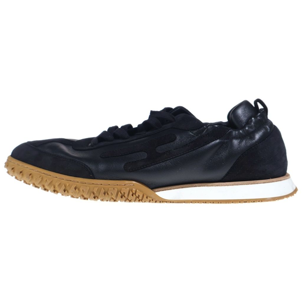 Hermes Jet Leather Suede Logo Low Cut Sneakers Black