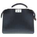 Fendi Peekaboo Small Leather 2-Way Bag Silver Black