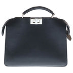Fendi Peekaboo Small Leather 2-Way Bag Silver Black
