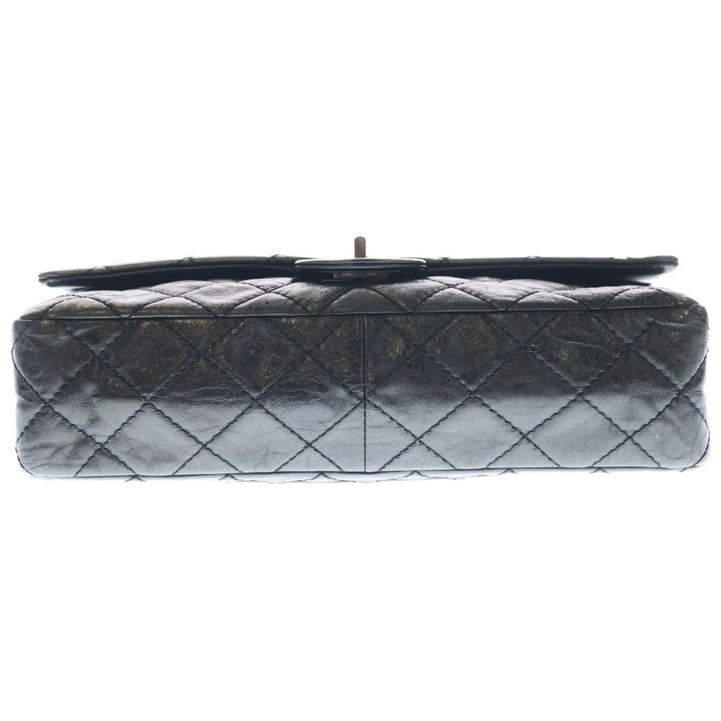 Chanel Quilted 2.55 Mademoiselle Chain Shoulder Bag Black Calfskin Silver — view 4