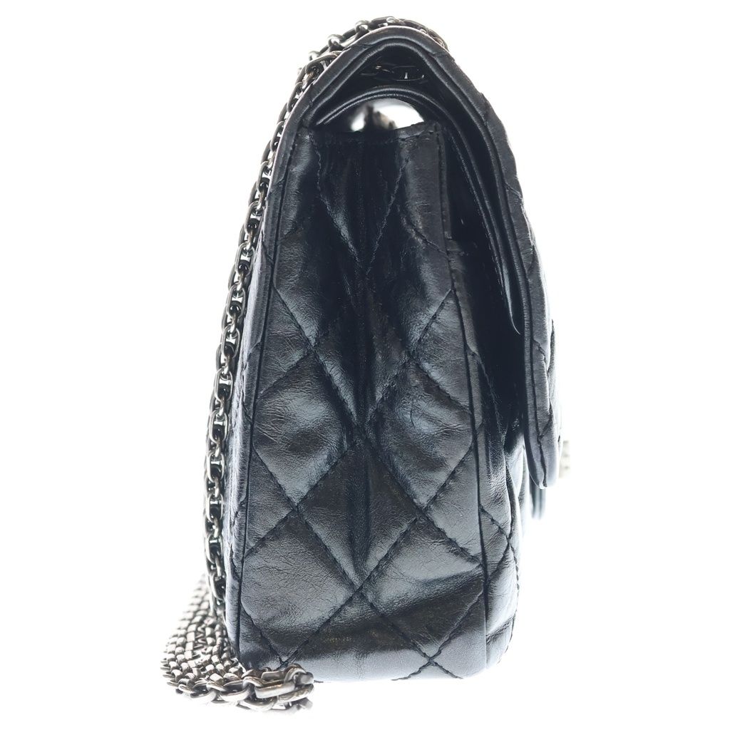 Chanel Quilted 2.55 Mademoiselle Chain Shoulder Bag Black Calfskin Silver — view 3