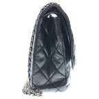 Chanel Quilted 2.55 Mademoiselle Chain Shoulder Bag Black Calfskin Silver — view 3