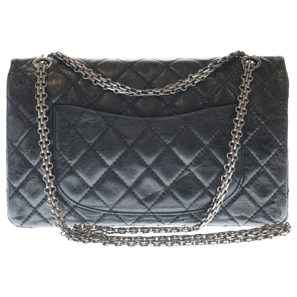 Chanel Quilted 2.55 Mademoiselle Chain Shoulder Bag Black Calfskin Silver — view 2