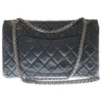 Chanel Quilted 2.55 Mademoiselle Chain Shoulder Bag Black Calfskin Silver — view 2