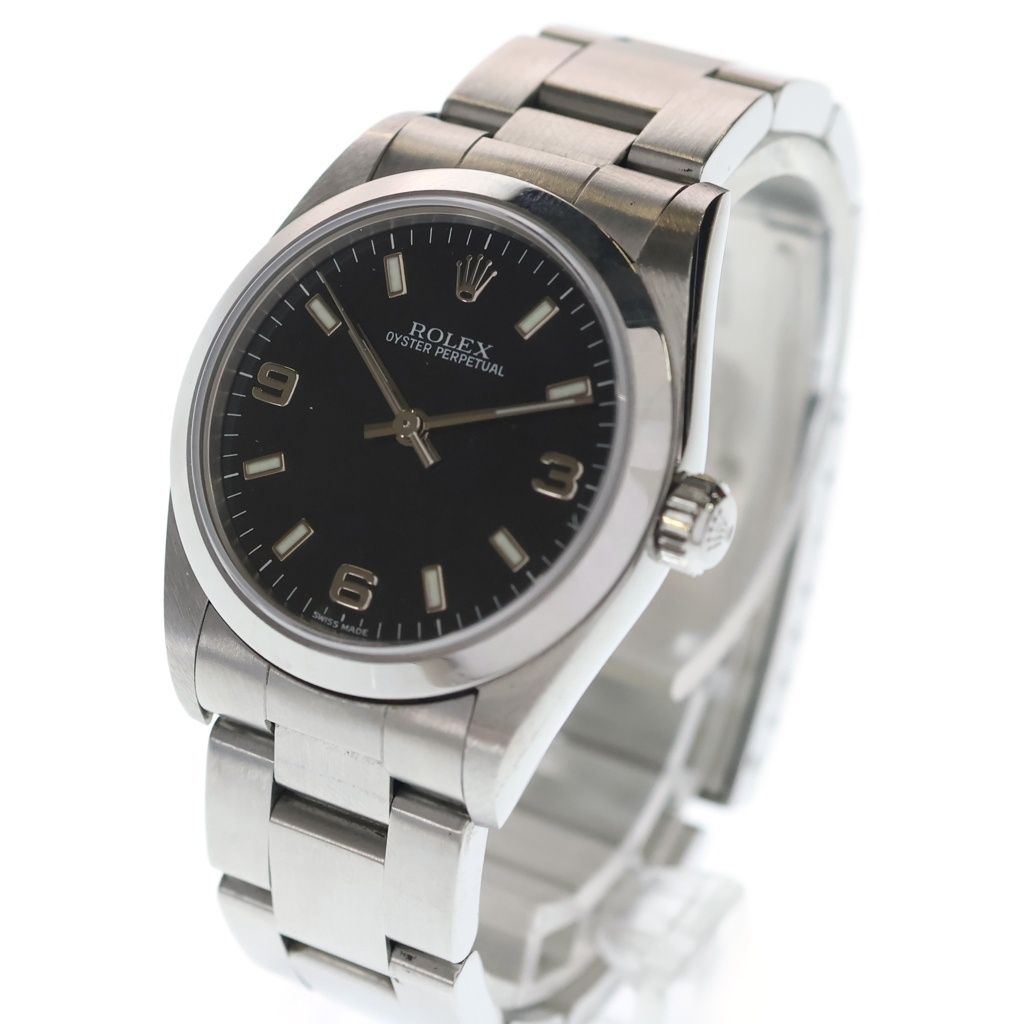 Rolex Oyster Perpetual Black Dial SS at Stainless Steel Automatic Winding Watch — view 4