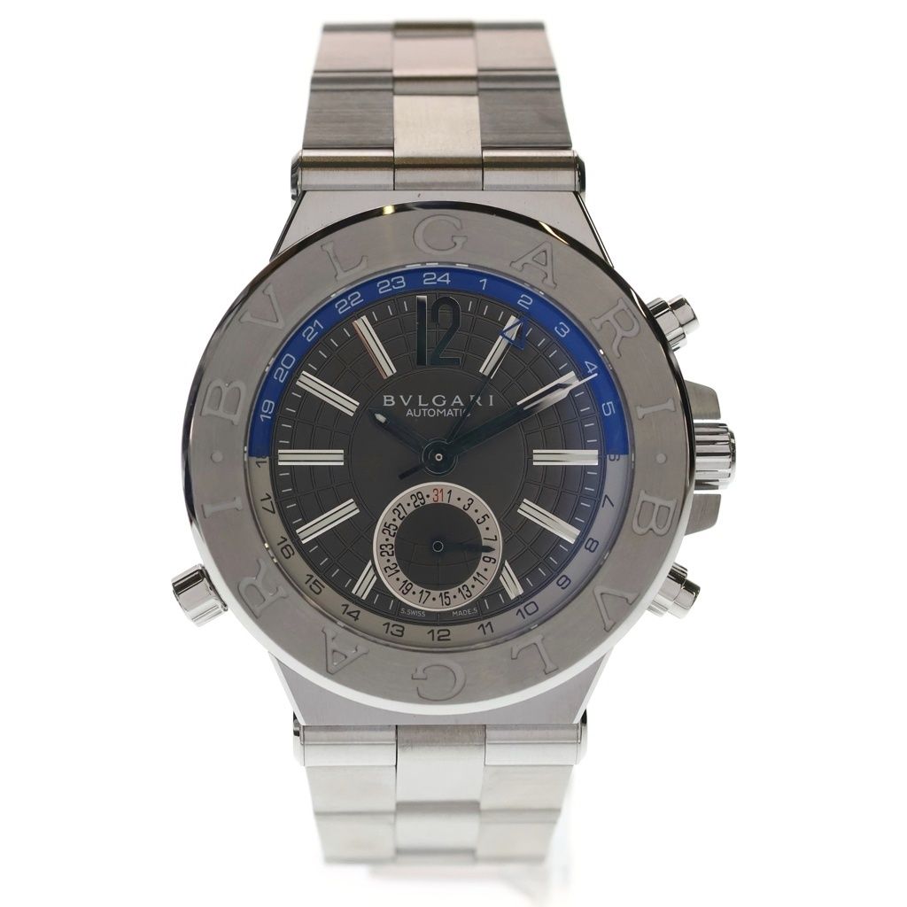 Bvlgari Diagono GMT Gray Dial SS at Stainless Steel Automatic Winding Watch