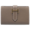Hermes Bearn Mini Combination Etoupe Leather Short Wallet Beige