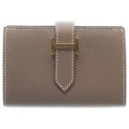 Hermes Bearn Mini Combination Etoupe Leather Short Wallet Beige