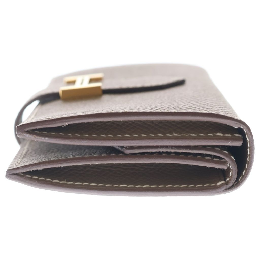 Hermes Bearn Mini Combination Etoupe Leather Short Wallet Beige — view 3