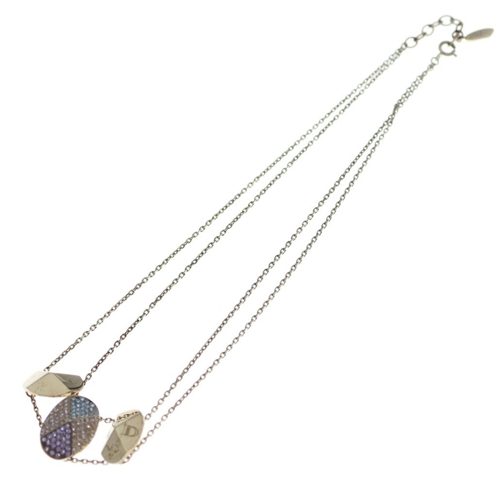 Dior Rhinestone Triple Strand Necklace Gold Multicolor — view 2