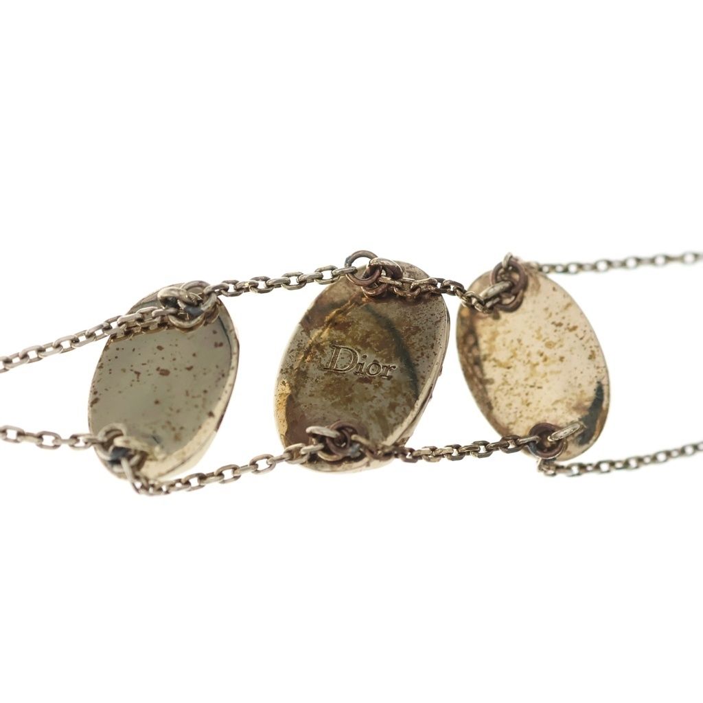 Dior Rhinestone Triple Strand Necklace Gold Multicolor — view 3