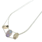 Dior Rhinestone Triple Strand Necklace Gold Multicolor
