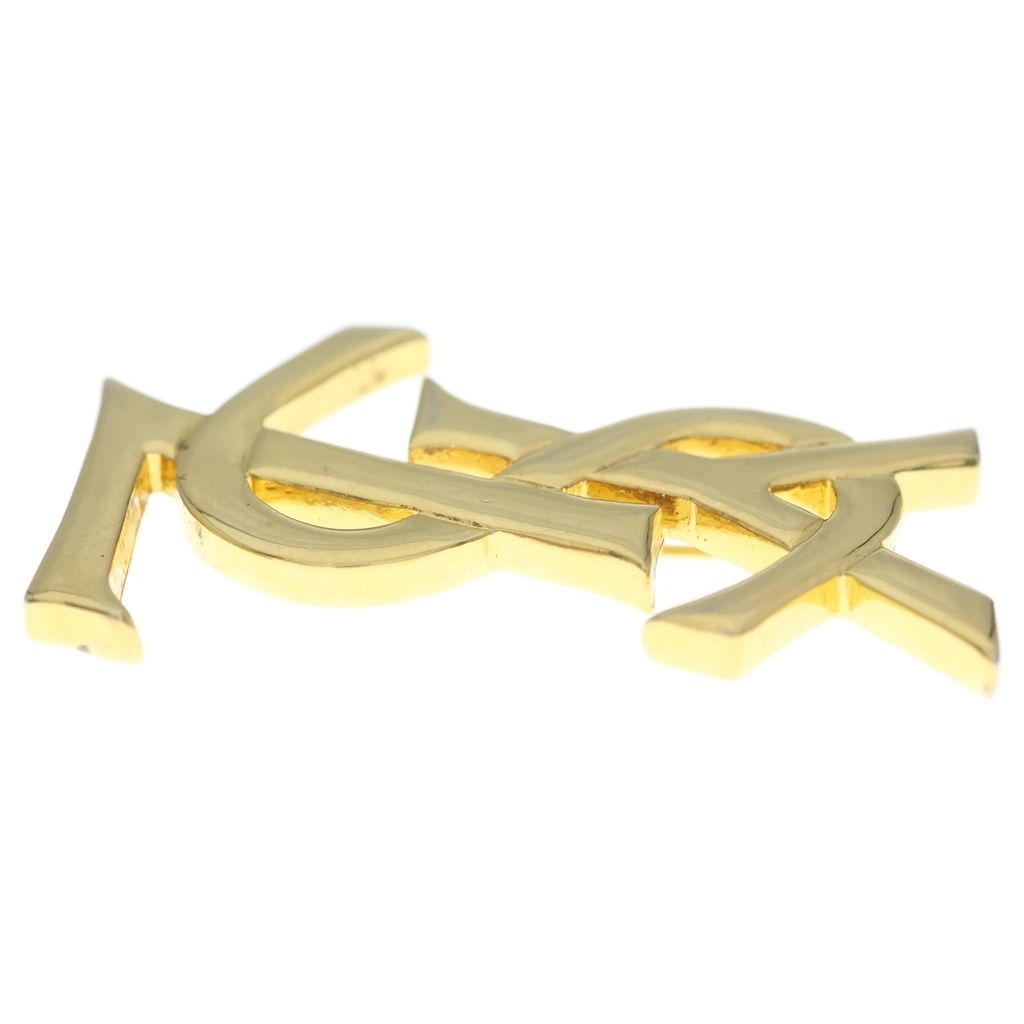 Saint Laurent Paris YSL Logo Brooch Pin Badge Gold — view 4