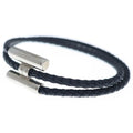 Hermes Tourni Tresse Logo Noir Leather Bracelet Black Silver