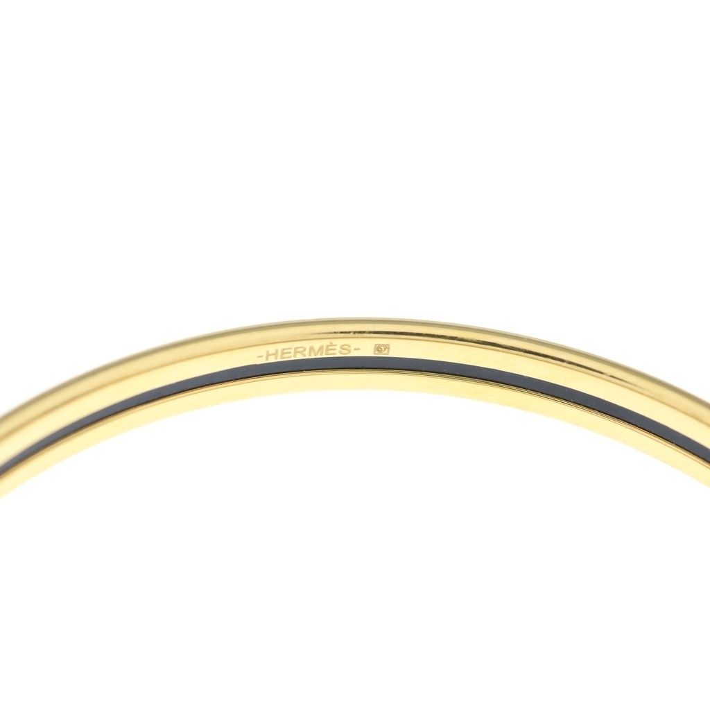 Hermes Carte Ajoue Enamel Bangle Bracelet Gold White — view 4