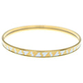Hermes Carte Ajoue Enamel Bangle Bracelet Gold White