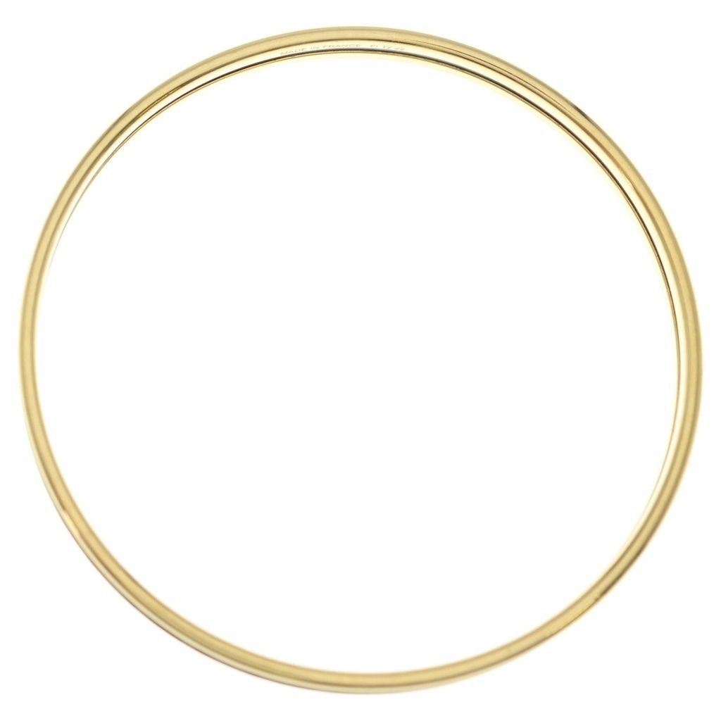 Hermes Carte Ajoue Enamel Bangle Bracelet Gold White — view 6
