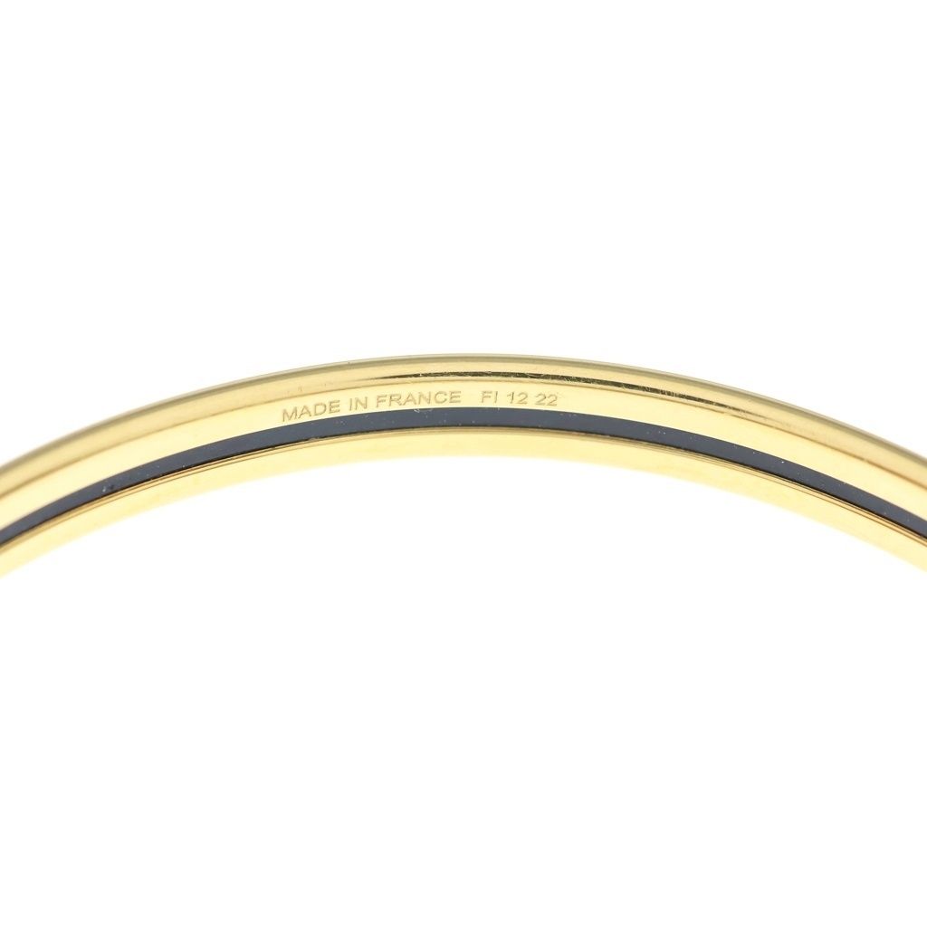 Hermes Carte Ajoue Enamel Bangle Bracelet Gold White — view 5
