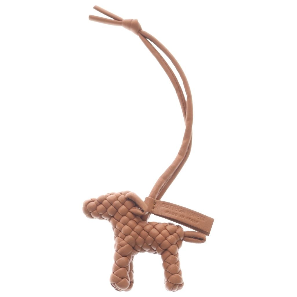 Bottega Veneta Intrecciato Leather Dog Bag Charm Brown — view 2