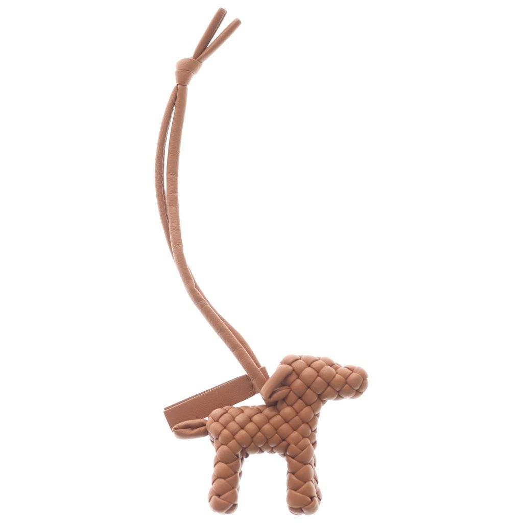 Bottega Veneta Intrecciato Leather Dog Bag Charm Brown