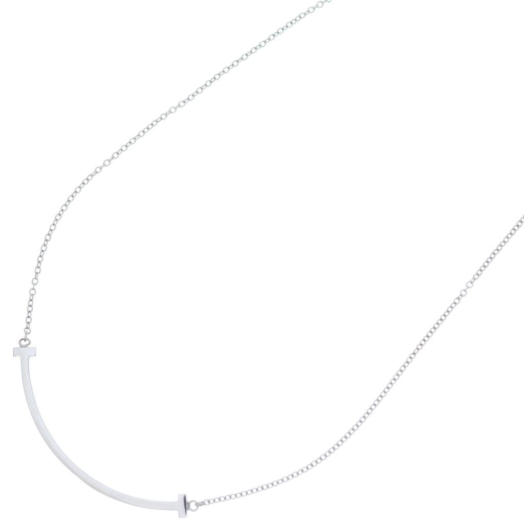 Tiffany & Co T Smile Small Necklace White Gold 18k