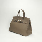 Hermes Birkin 35 Tote Epsom Etoupe Gray Silver Handbag Veau — view 2