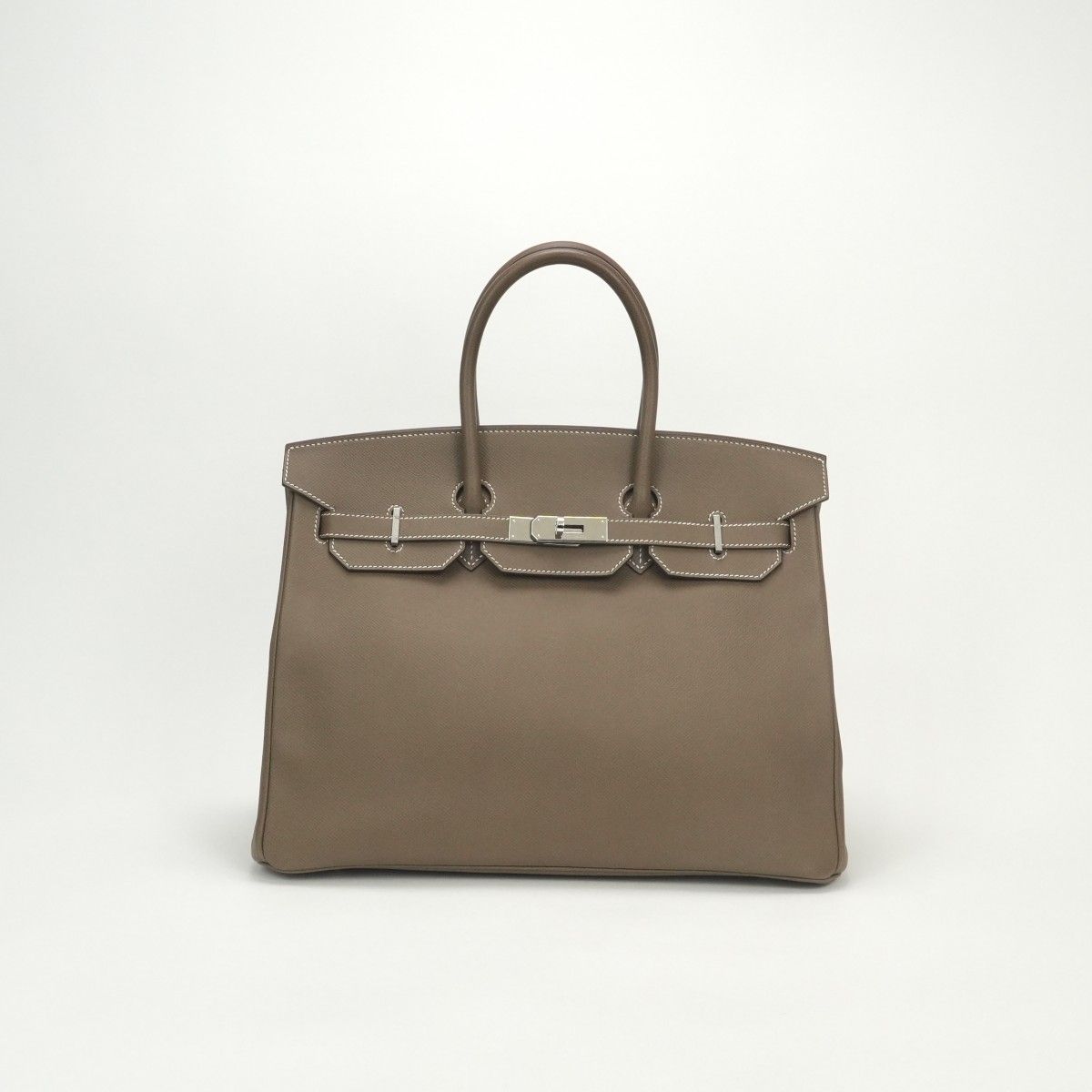 Hermes Birkin 35 Tote Epsom Etoupe Gray Silver Handbag Veau