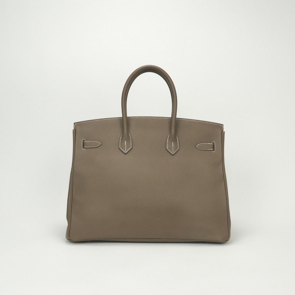 Hermes Birkin 35 Tote Epsom Etoupe Gray Silver Handbag Veau — view 3
