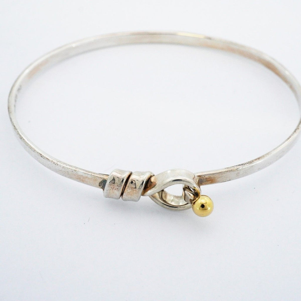 Tiffany & Co Bangle Hook Eye 18k Yellow Gold 925 Sterling Silver Bracelet — view 4