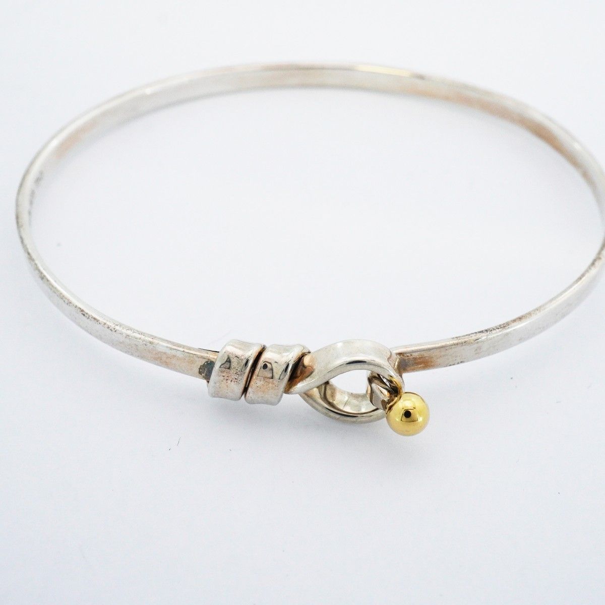 Tiffany & Co Bangle Hook Eye 18k Yellow Gold 925 Sterling Silver Bracelet — view 4