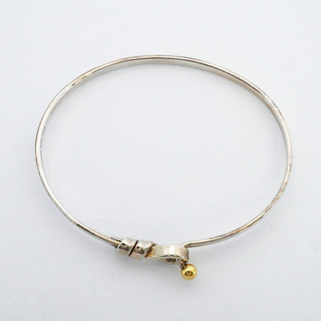 Tiffany & Co Bangle Hook Eye 18k Yellow Gold 925 Sterling Silver Bracelet — view 3