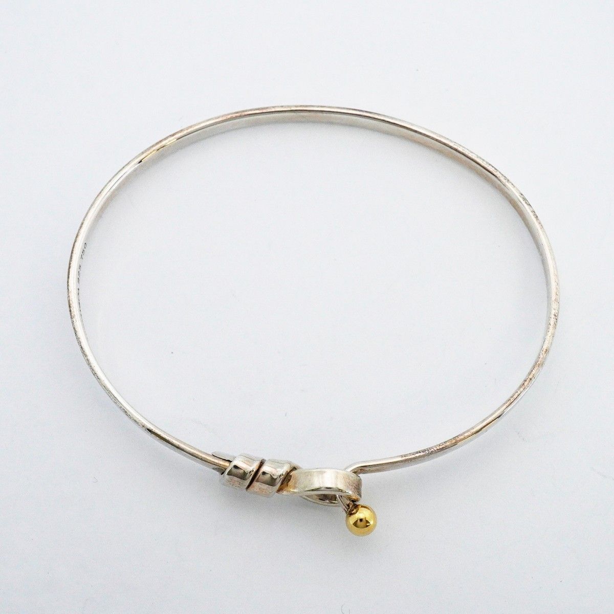 Tiffany & Co Bangle Hook Eye 18k Yellow Gold 925 Sterling Silver Bracelet — view 3