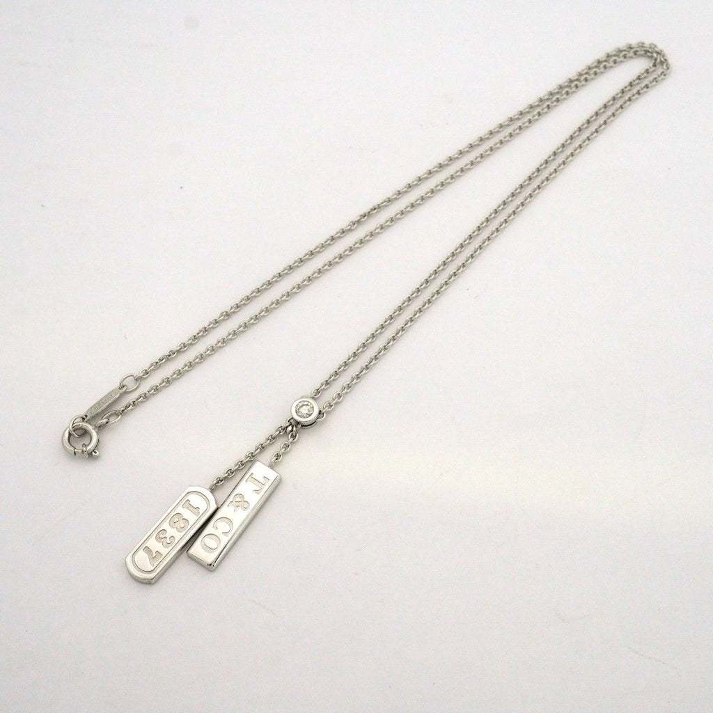 Tiffany & Co Necklace Double Bar 18k White Gold Diamond — view 3
