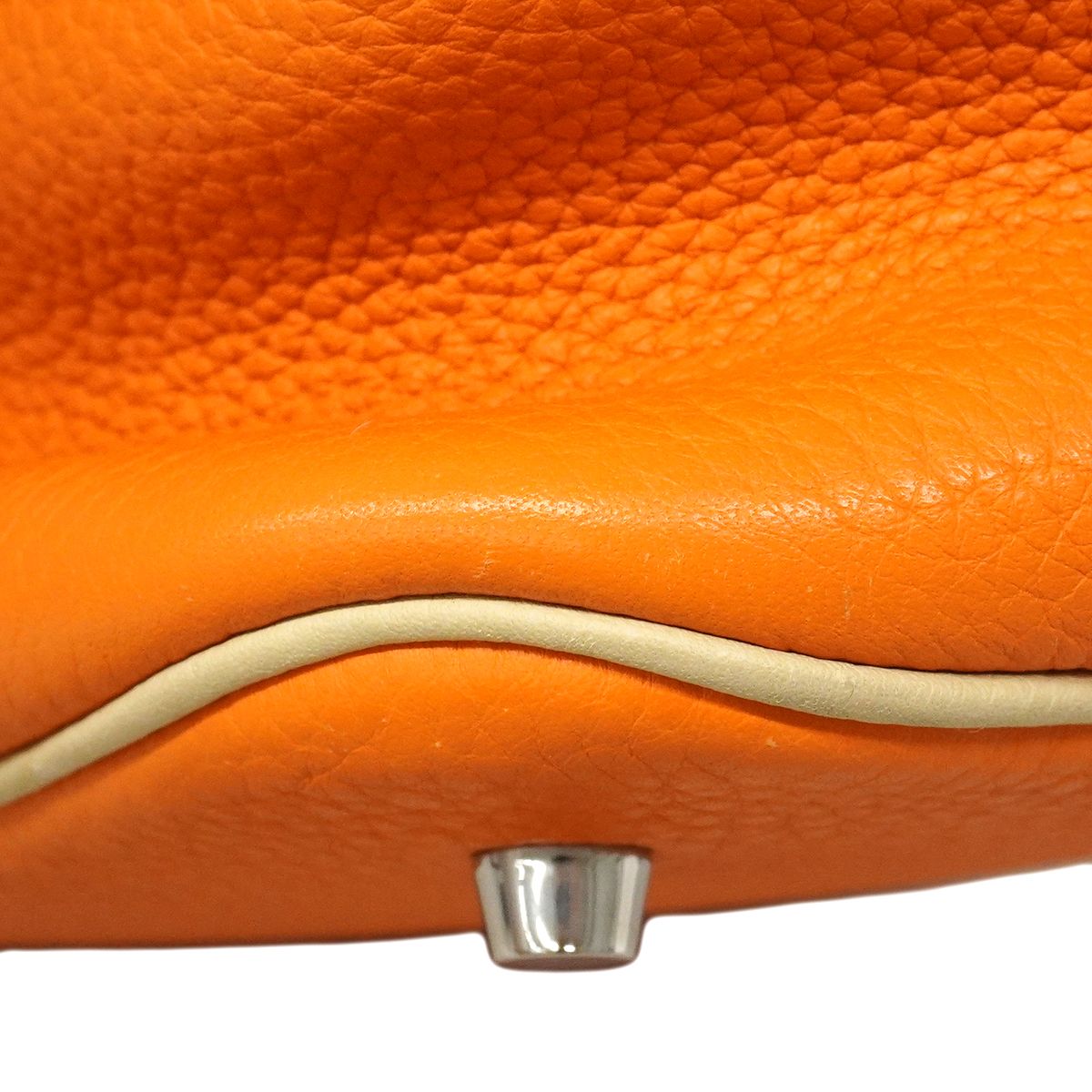 Hermes Handbag Picotin Kazak Taurillon Clemence Orange Parchemin Silver — view 7