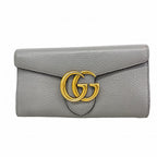 Gucci Wallet GG Marmont Leather Gray Gold