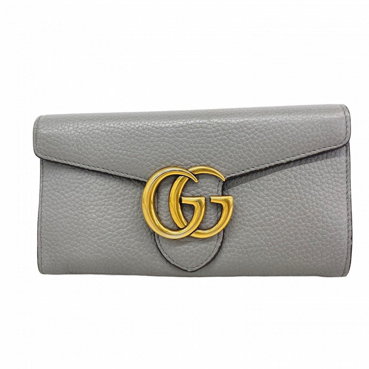 Gucci Wallet GG Marmont Leather Gray Gold