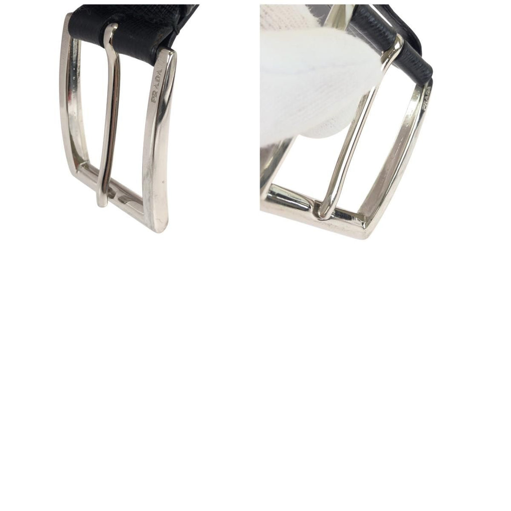 Prada 90 cm Black Silver Leather Belt — view 9
