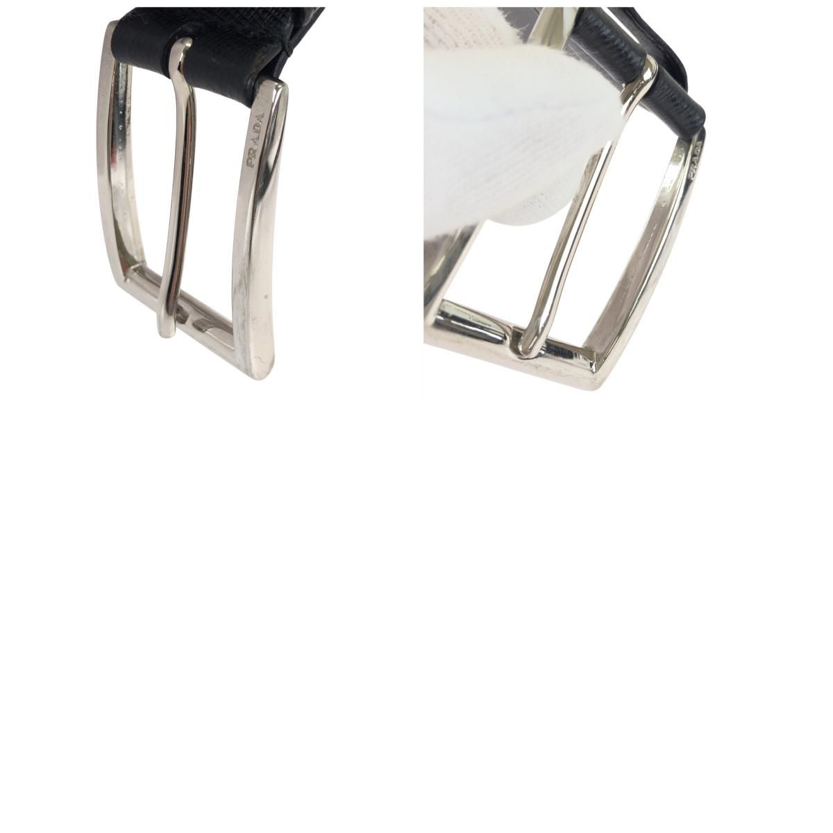Prada 90 cm Black Silver Leather Belt — view 9