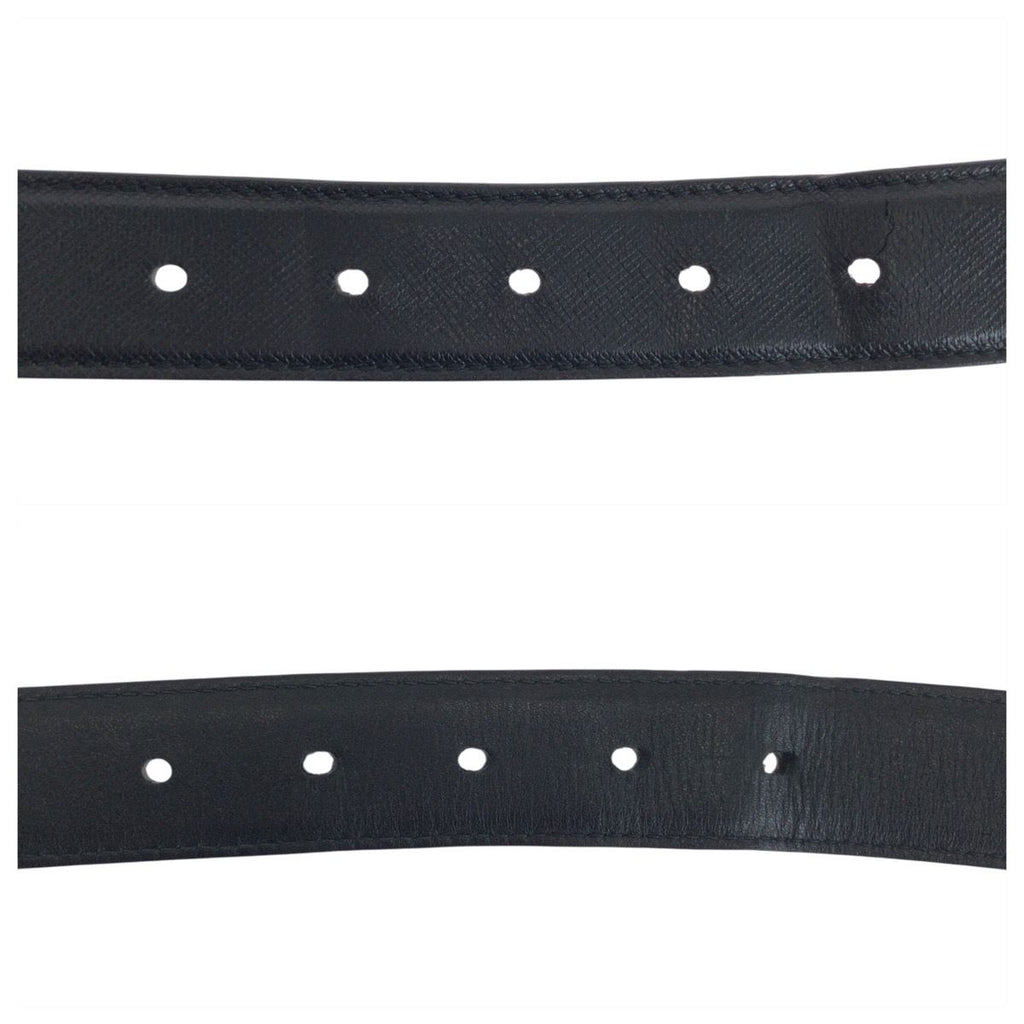 Prada 90 cm Black Silver Leather Belt — view 6